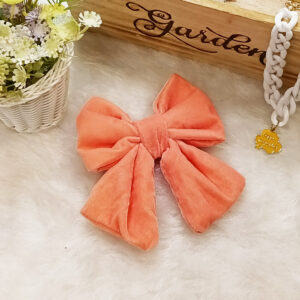 Chonky Velvet Bow – Peach