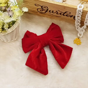 Chonky Velvet Bow – Red