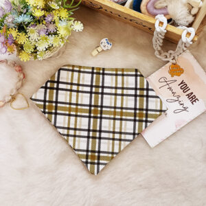 Mustard Plaid Print  – Cotton Scrunchie Bandana