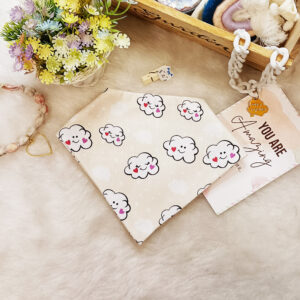 Beige Clouds Print  – Cotton Scrunchie Bandana